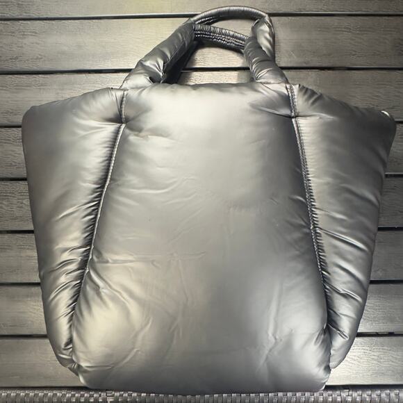 Black Quilted Puffer Tote Bag Puffy Shoulder Purse Y2K Streetwear Designer Look - Picture 6 of 15